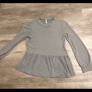 Cute gray long sleeve peplum shirt